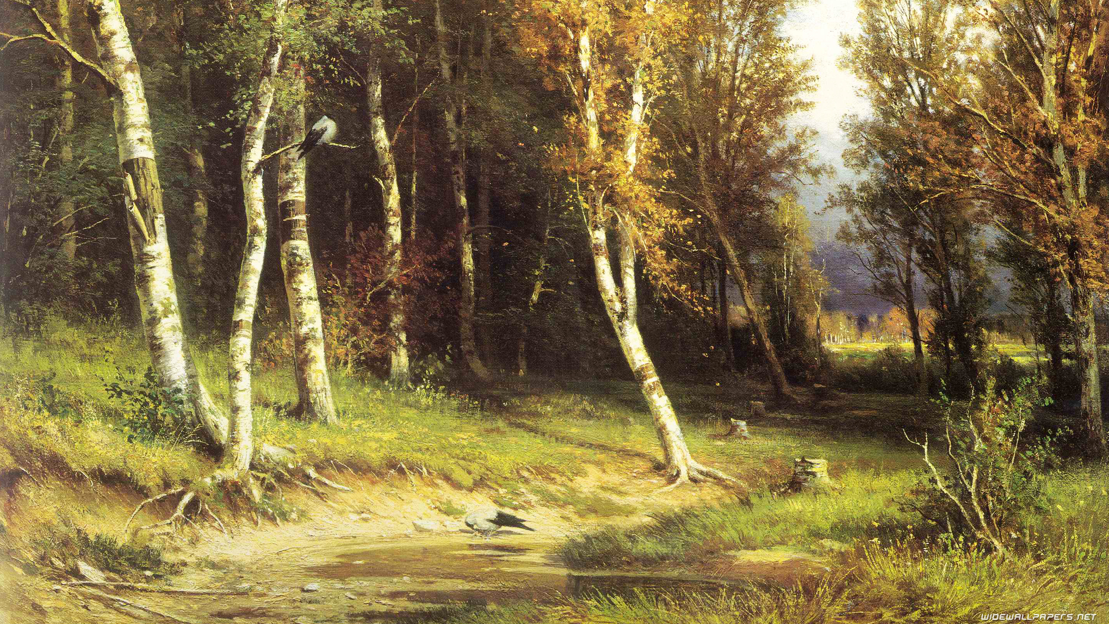 Жанр русская природа. Лес вечером 1869 Шишкин.